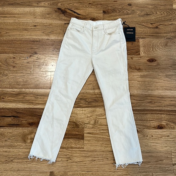 NWT Mother Jeans- The Dazzler Ankle Fray. Superstition (off white/cream color) - Picture 1 of 3